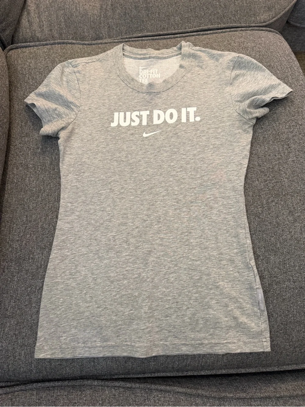 Nike Grey Dri-FIT Cotton Tee with White Print